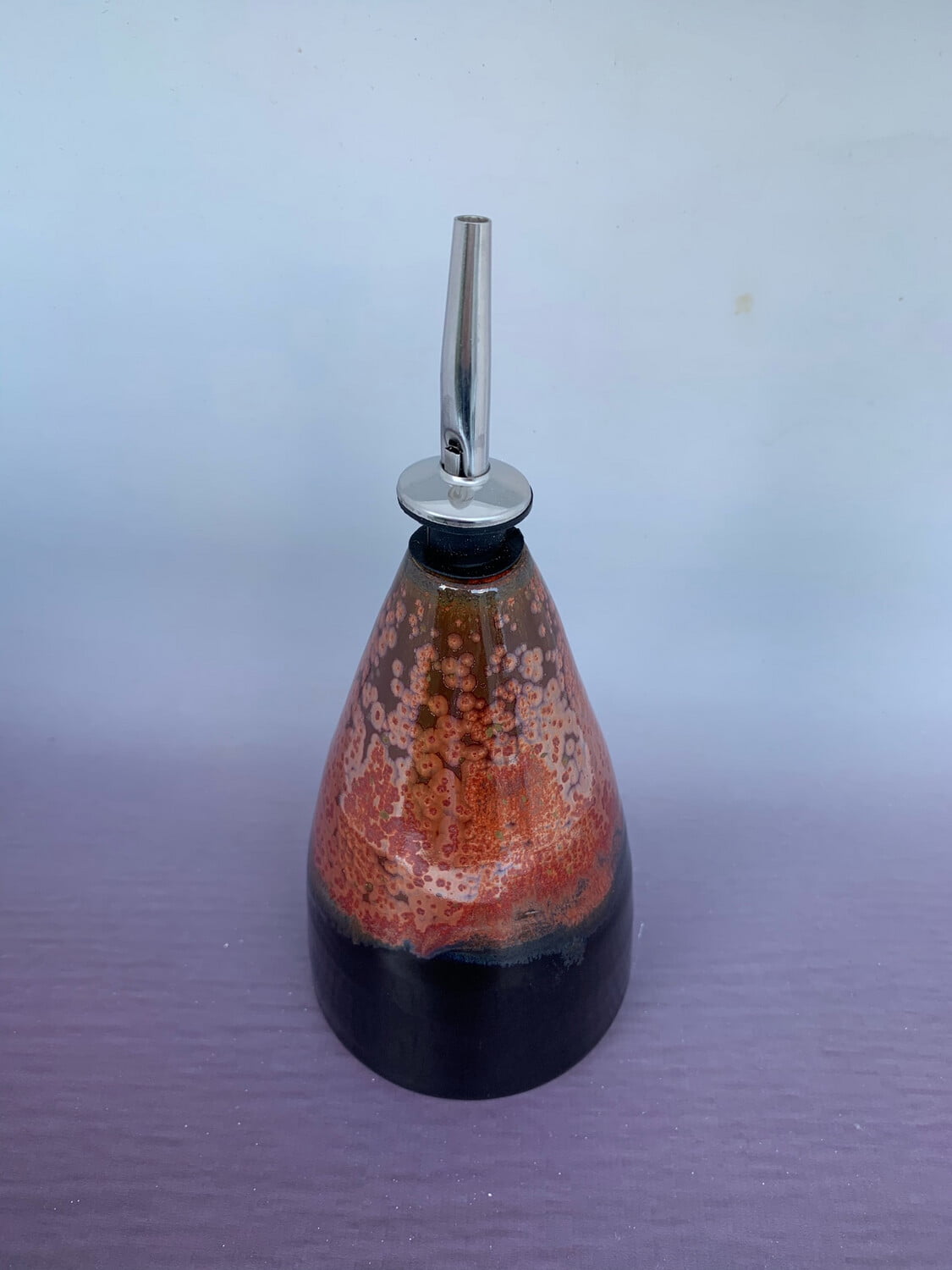 Red Gold Ceramic Oil Bottle • Elisa Ceramics Art